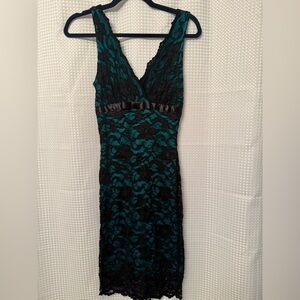 Black and Teal Lace Dress